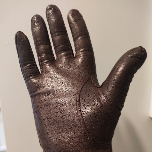 Vintage Kid Leather Gloves (lined) Made in Hungary | Brown Sz 6.5-7 - Picture 2 of 12
